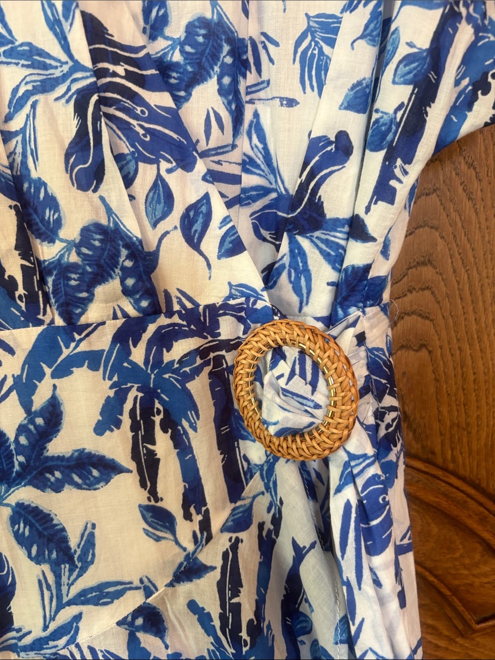 J. Marie The Hayden Eyelet Wrap Romper - White/Blue - Picture 11 of 16